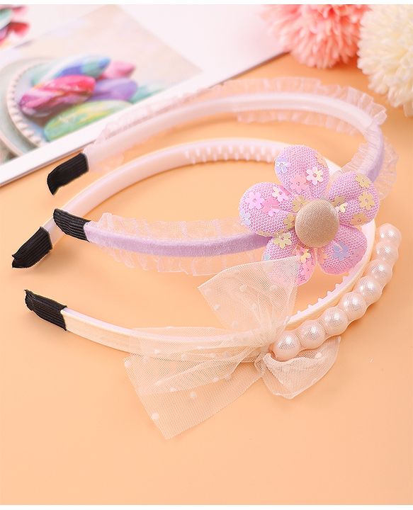 Pine Kids Bow & Flower Hair Bands Set of 2 - Multicolor