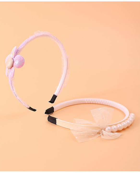 Pine Kids Bow & Flower Hair Bands Set of 2 - Multicolor