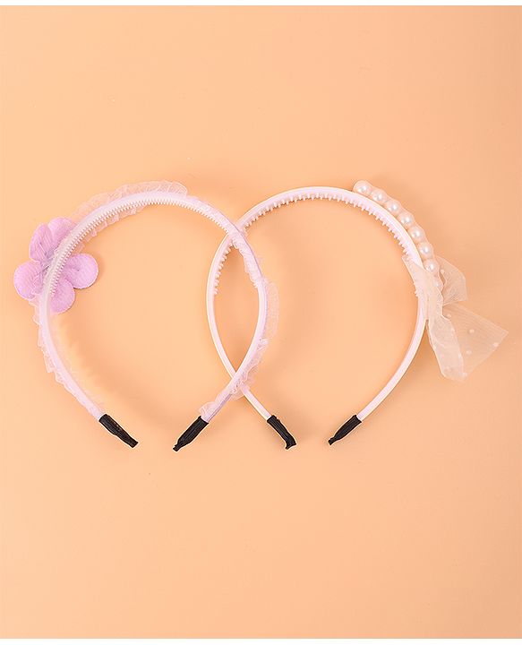 Pine Kids Bow & Flower Hair Bands Set of 2 - Multicolor