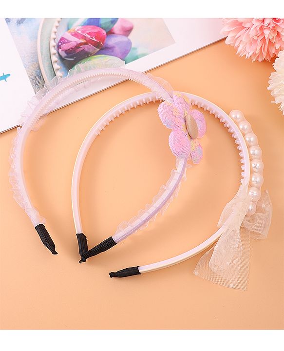 Pine Kids Bow & Flower Hair Bands Set of 2 - Multicolor