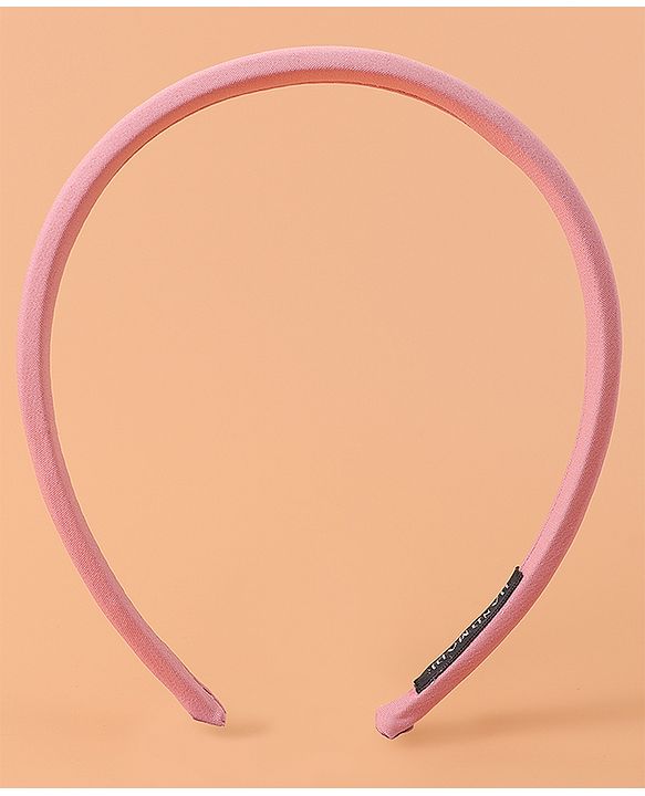 Pine Kids Set of Checkered Print and Solid Hair Bands Pack of 2 - Pink
