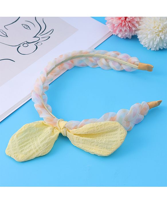 Pine Kids Bow Applique Hair Band  - Yellow