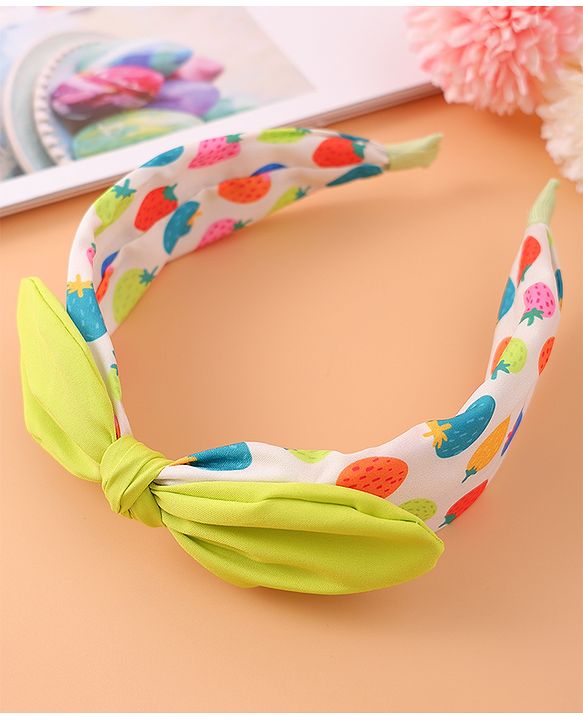Pine Kids Polka Dot Hair Band with Bow - Green