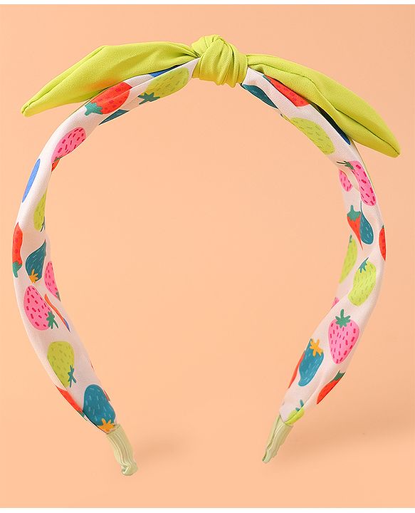 Pine Kids Polka Dot Hair Band with Bow - Green