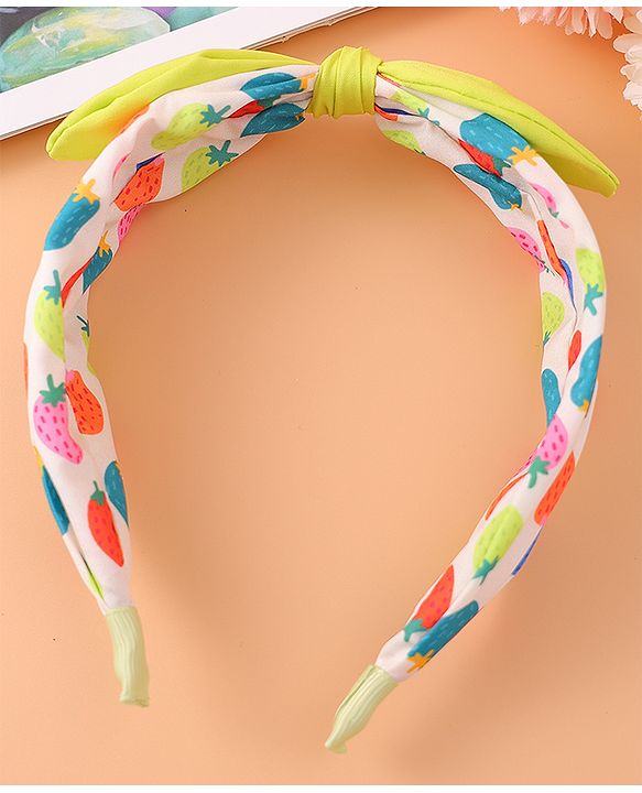 Pine Kids Polka Dot Hair Band with Bow - Green