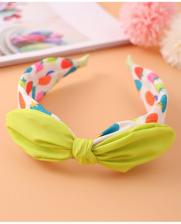 Pine Kids Polka Dot Hair Band with Bow - Green