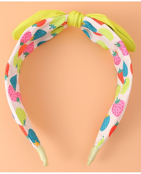 Pine Kids Polka Dot Hair Band with Bow - Green