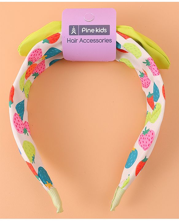Pine Kids Polka Dot Hair Band with Bow - Green
