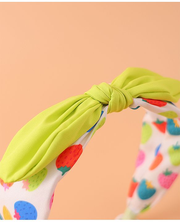 Pine Kids Polka Dot Hair Band with Bow - Green