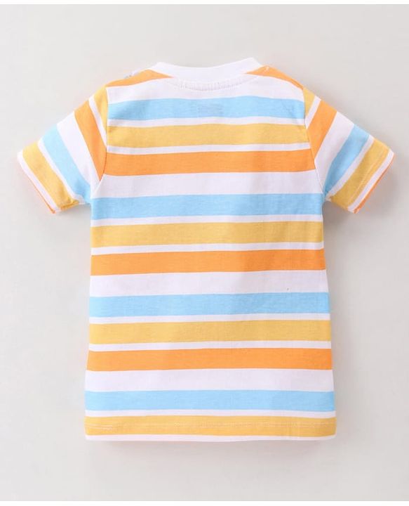 Babyhug Single Jersey Knit Half Sleeves Striped T-Shirt & Shorts Set - Navy Blue