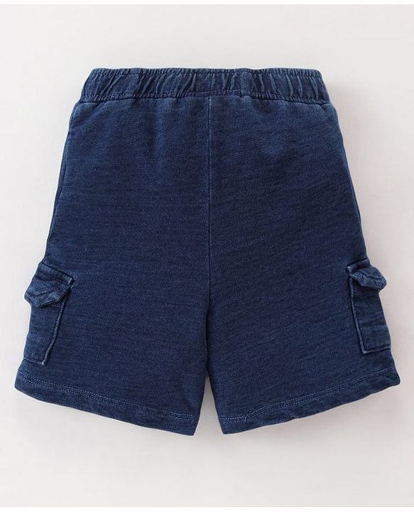 Babyhug Single Jersey Knit Half Sleeves Striped T-Shirt & Shorts Set - Navy Blue