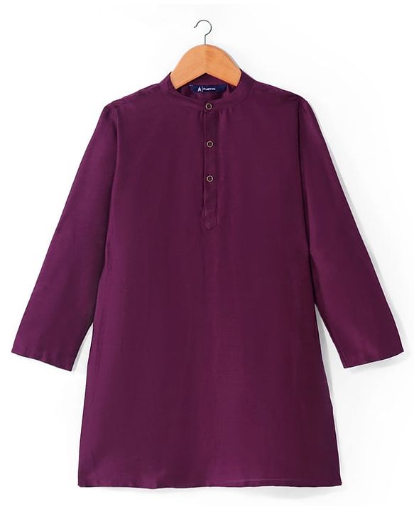 Pine Kids Woven Full Sleeves Kurta Pyjama Set with Sequined Embroidered Nehru Jacket - Wine