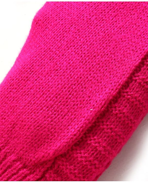 Babyhug Knit Full Length Solid Colour Fleece & Woollen Bottom - Dark Pink