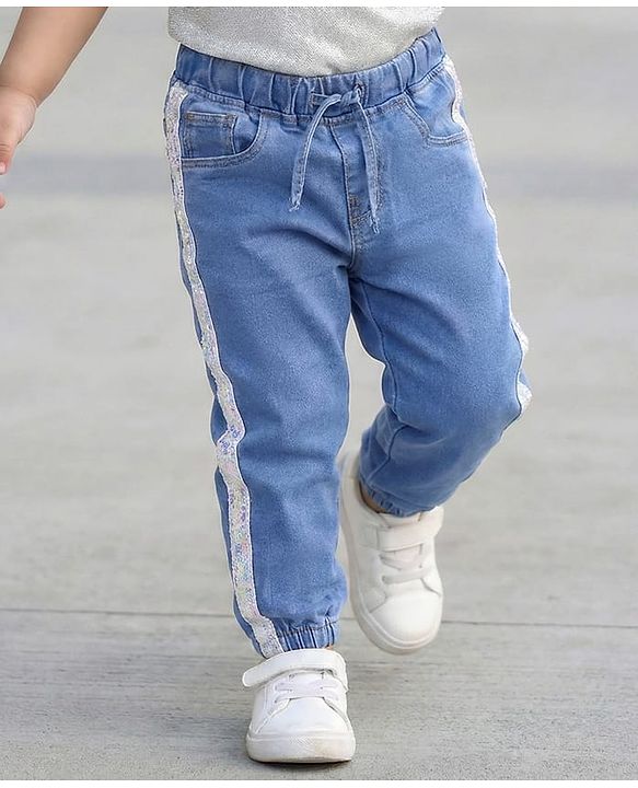 Babyhug Full Length Washed Denim Jeans With Stretch - Light Blue main image 0