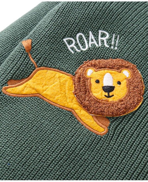 Babyhug Knit Full  Sleeves Pullover Sweater with Lion Design - Green
