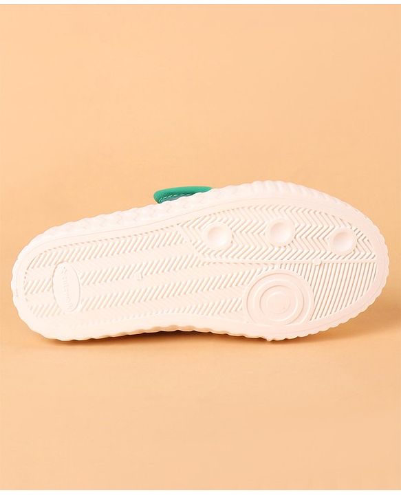 Cute Walk by Babyhug Velcro Closure Casual Shoes With Polka Dot Print & Bow Applique - Green