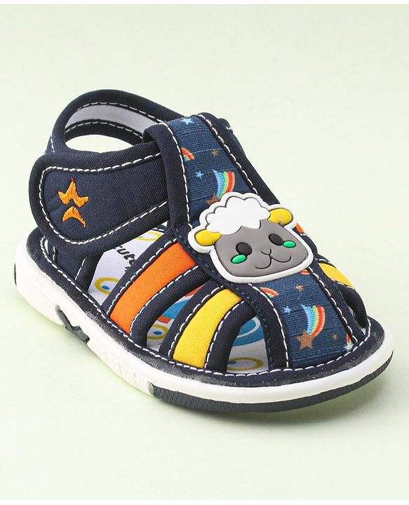 Cute Walk by Babyhug Musical Sandals With Velcro Closure & Sheep Applique - Blue