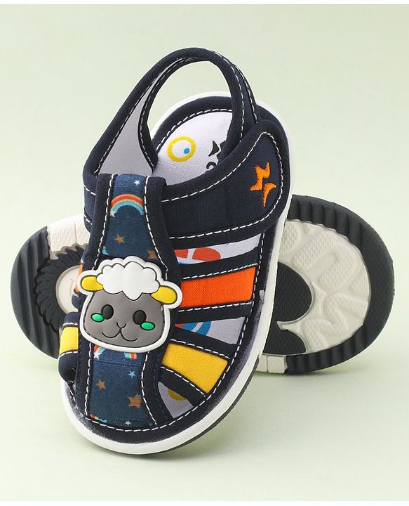 Cute Walk by Babyhug Musical Sandals With Velcro Closure & Sheep Applique - Blue
