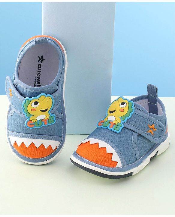 Cute Walk by Babyhug Casual Shoes with Velcro Closure Dino Applique -  Blue