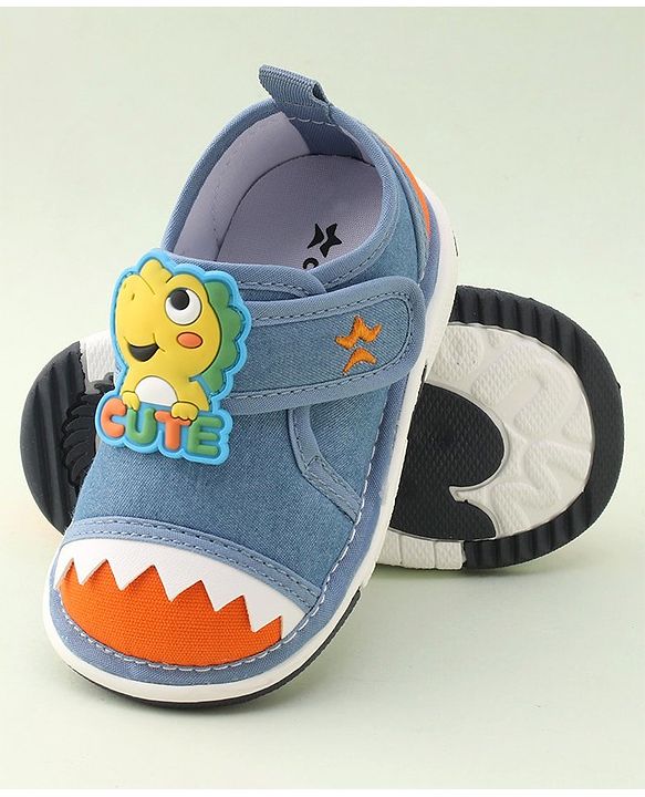 Cute Walk by Babyhug Casual Shoes with Velcro Closure Dino Applique -  Blue