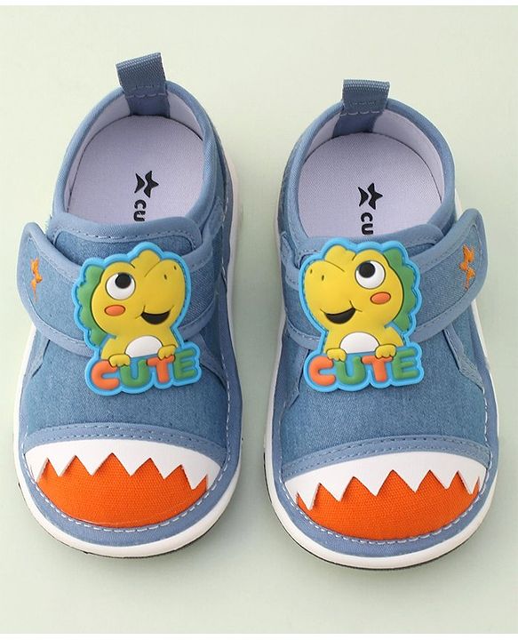 Cute Walk by Babyhug Casual Shoes with Velcro Closure Dino Applique -  Blue