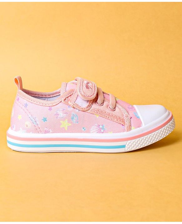 Cute Walk by Babyhug Casual Shoes with Velcro Closure & Butterfly Print - Peach