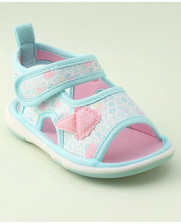 Cute Walk by Babyhug Velcro Closure Musical Sandal with Ice Cream Applique - Pink