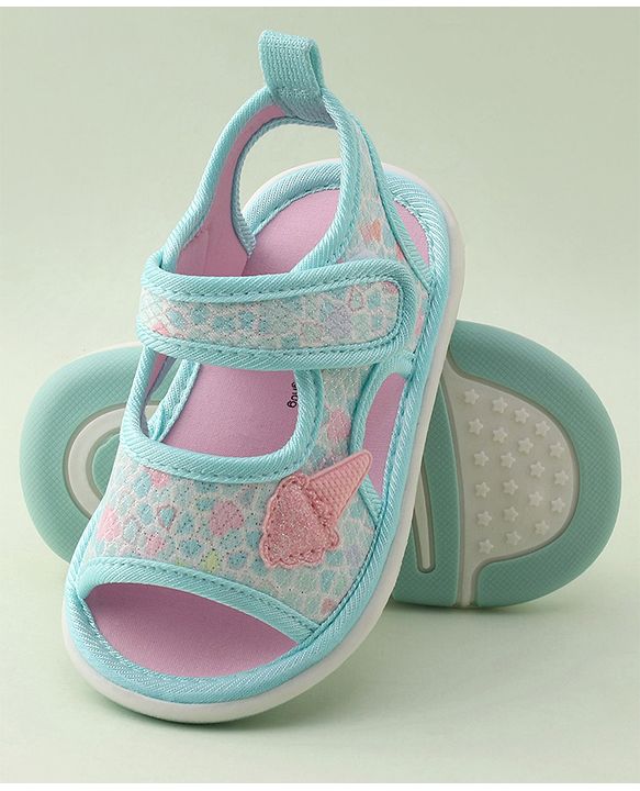 Cute Walk by Babyhug Velcro Closure Musical Sandal with Ice Cream Applique - Blue