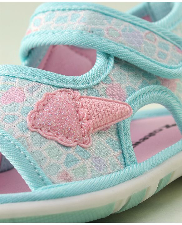 Cute Walk by Babyhug Velcro Closure Musical Sandal with Ice Cream Applique - Blue
