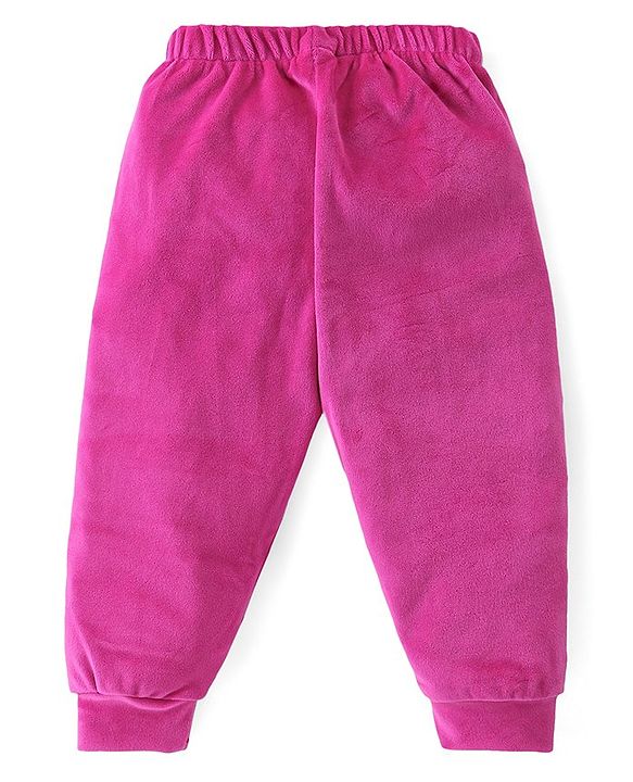 Babyhug Woven Full Sleeves Front Zipper Winter Wear Suit With Butterflies Print - Fuchsia