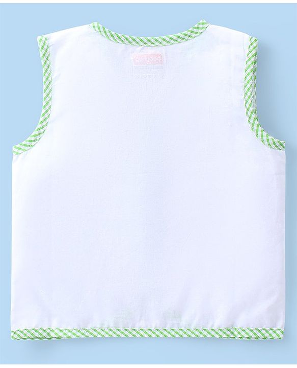 Babyhug Interlock Knit Sleeveless Front Open Vests With Animal Print Pack of 5 - White