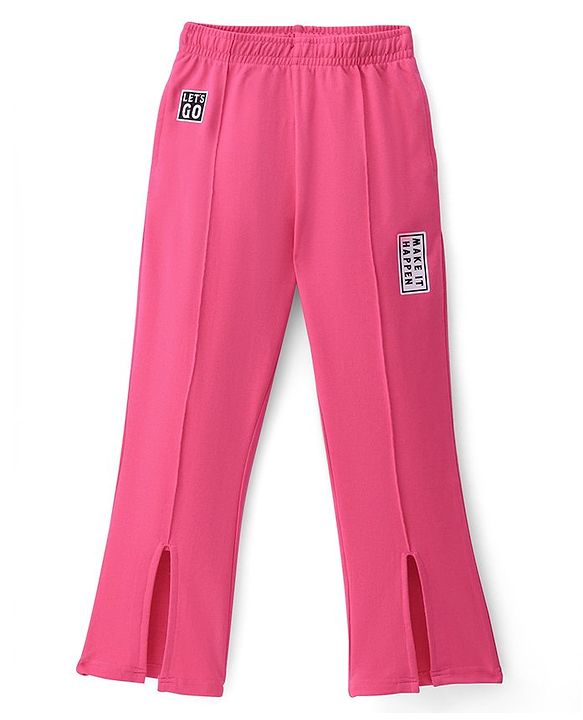 Pine Kids Knit Full Length Trouser Solid Colour - Hot Pink