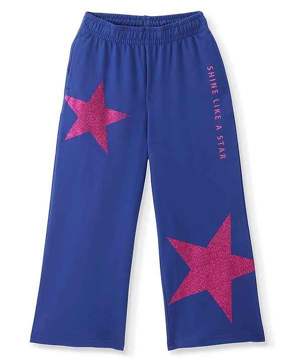 Pine Kids Full Length Comfort Fit Lounge Pants with Glitter Stars - Navy Blue