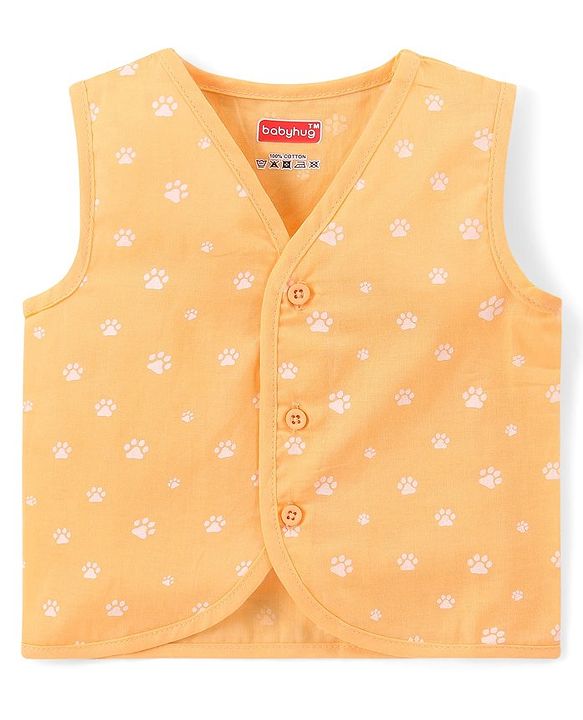 Babyhug 100% Cotton Woven Sleeveless Front Open Jhablas With Stripes & Animal Prints Pack of 5 - Multicolour