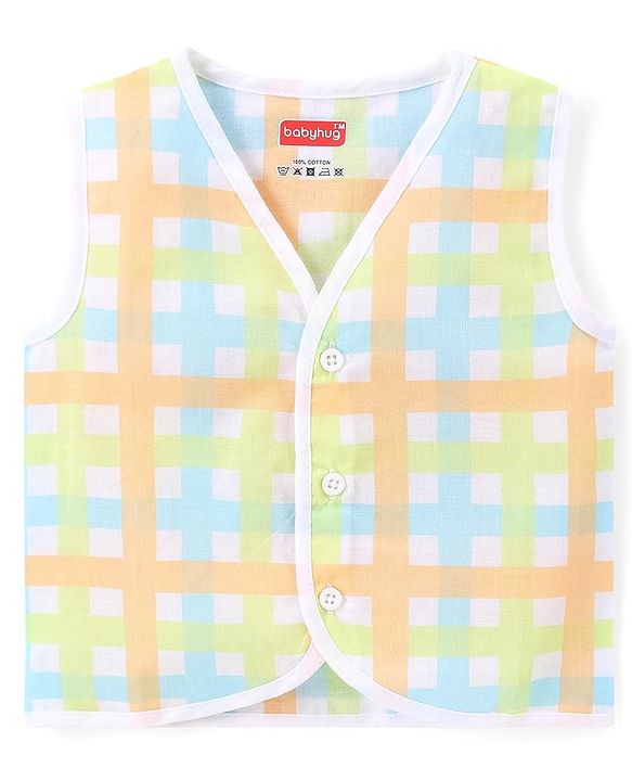 Babyhug 100% Cotton Woven Sleeveless Front Open Jhablas With Stripes & Animal Prints Pack of 5 - Multicolour