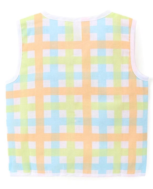 Babyhug 100% Cotton Woven Sleeveless Front Open Jhablas With Stripes & Animal Prints Pack of 5 - Multicolour