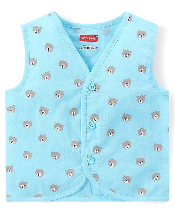 Babyhug 100% Cotton Woven Sleeveless Front Open Jhablas With Stripes & Animal Prints Pack of 5 - Multicolour