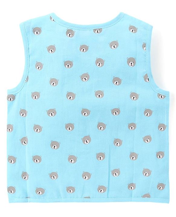 Babyhug 100% Cotton Woven Sleeveless Front Open Jhablas With Stripes & Animal Prints Pack of 5 - Multicolour