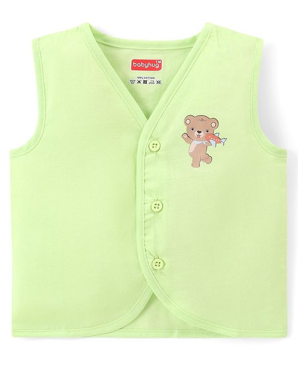 Babyhug 100% Cotton Woven Sleeveless Front Open Jhablas With Stripes & Animal Prints Pack of 5 - Multicolour