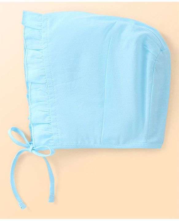 Babyhug 100% Cotton Woven Caps with Solid Polka Dots & Floral Print Pack of 3 - Blue Pink & White
