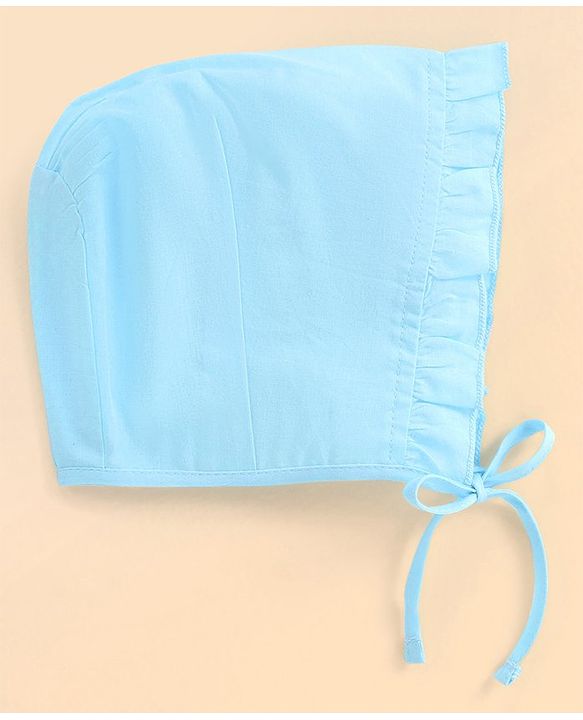 Babyhug 100% Cotton Woven Caps with Solid Polka Dots & Floral Print Pack of 3 - Blue Pink & White