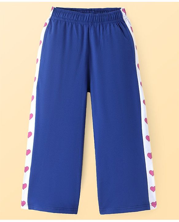 Pine Kids Full Length Comfort Fit Lounge Pants with Heart Print - Navy Blue