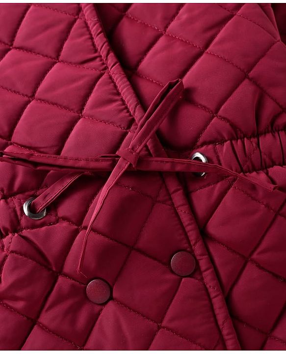 Babyhug Woven Full Sleeves High Neck Trench Coat with Quilt Design - Wine