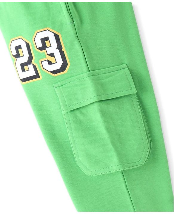 Pine Kids Full Length Comfort Fit Track Pants Basketball Print - Neon Green