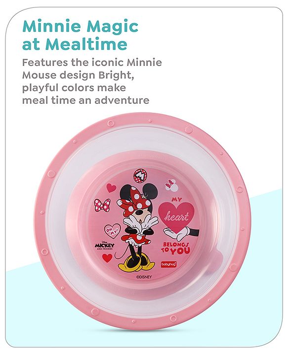 Babyhug Disney Mickey Mouse Designed Suction Bowl with Lid & Spoon Blue  - 300 ml