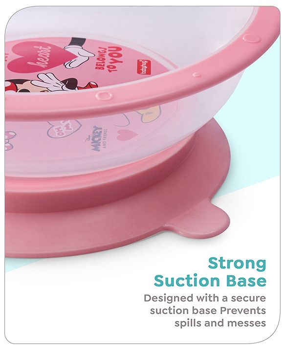 Babyhug Disney Mickey Mouse Designed Suction Bowl with Lid & Spoon Blue  - 300 ml