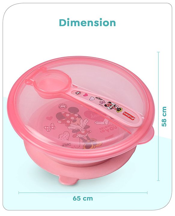Babyhug Disney Mickey Mouse Designed Suction Bowl with Lid & Spoon Blue  - 300 ml