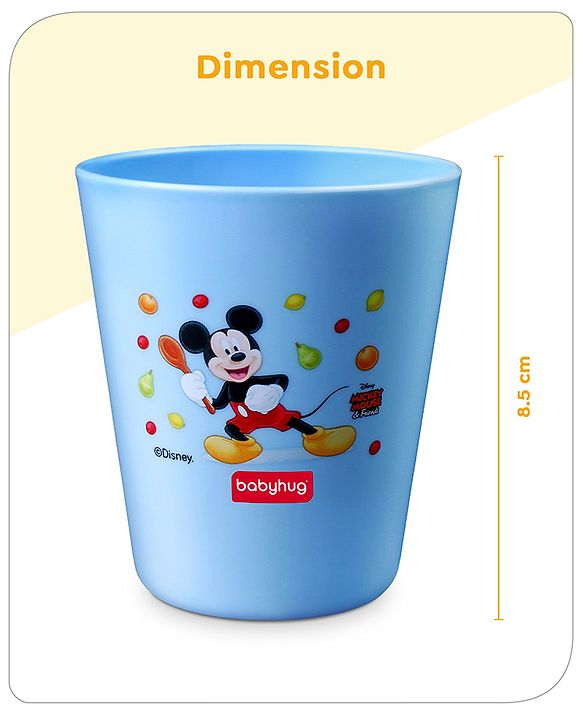 Babyhug Disney Mickey Mouse Tumbler Cup| Food Grade Material| Lightweight & Sturdy| Dishwasher Safe| For Hot & Cold Beverages| BPA Free Blue - 180 ml