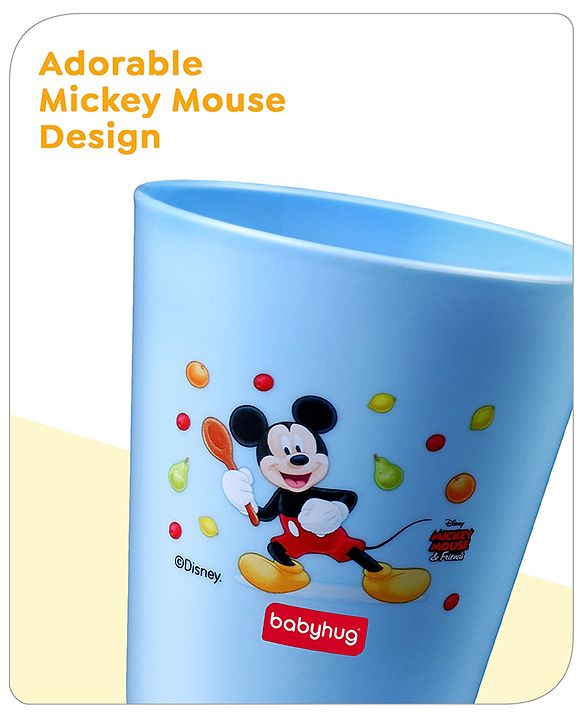Babyhug Disney Mickey Mouse Tumbler Cup| Food Grade Material| Lightweight & Sturdy| Dishwasher Safe| For Hot & Cold Beverages| BPA Free Blue - 180 ml