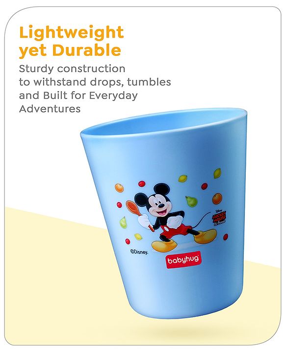 Babyhug Disney Mickey Mouse Tumbler Cup| Food Grade Material| Lightweight & Sturdy| Dishwasher Safe| For Hot & Cold Beverages| BPA Free Blue - 180 ml